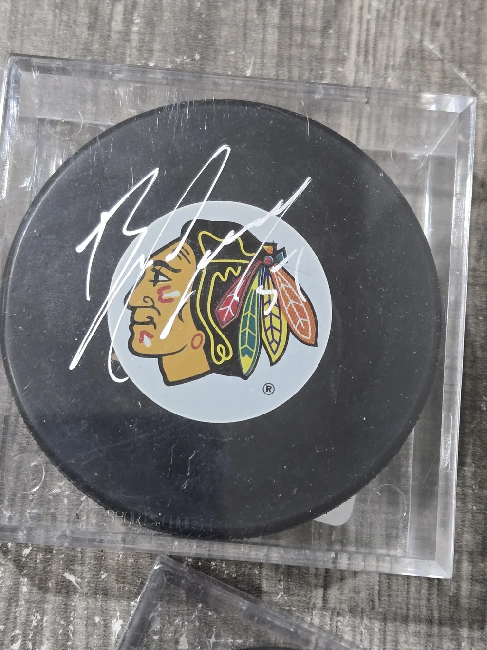 Black Chicago Blackhawks Autographed Hockey Pucks (Set of 2) Brian Campbell